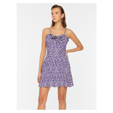 Fialové letní vzorované šaty Trendyol