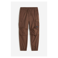 H & M - Bavlněné kalhoty cargo jogger Relaxed Fit - hnědá