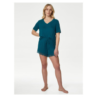 Zelené dámské pyžamové šortky s krajkovým lemem Body Soft™ Marks & Spencer
