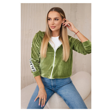 Kesi Velurová mikina Hattie s kapucí Barva: Zelená