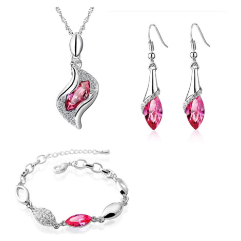 Sisi Jewelry Souprava náhrdelníku, náušnic a náramku Andělské slzy růžové krystaly SET1118-NTSET