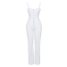 Trendyol White Strappy Heart Collar Wide Leg Denim Jumpsuit