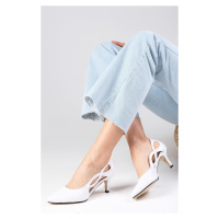 Mio Gusto Violetta White Color Short Heels Women's Shoes