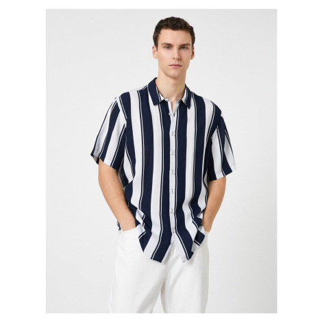 Koton Summer Shirt with Short Sleeves, Classic Collar