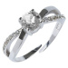 Nastavitelný stříbrný prsten s křišťály a kulatým kamínkem