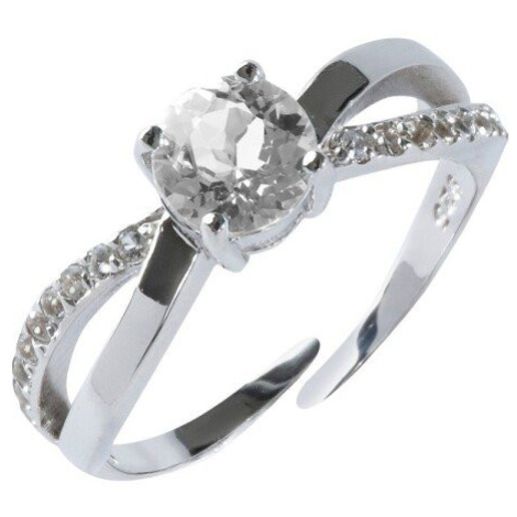 Nastavitelný stříbrný prsten s křišťály a kulatým kamínkem Blancheporte