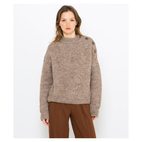 Hnědý vlněný svetr z alpaky CAMAIEU