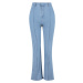 Trendyol Curve modré žebrované džíny širokého střihu s vysokým pasem