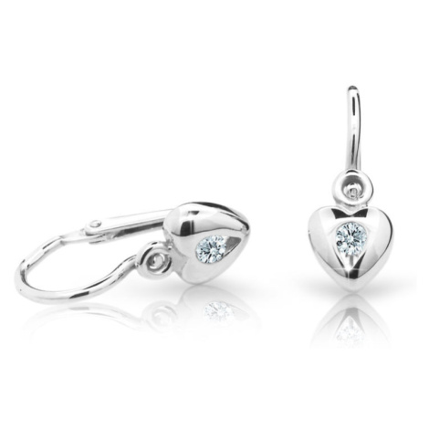 Dětské náušnice Danfil srdíčka C1556 z bílého zlata, zapínání brizura