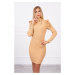 Fitted sweater dress with buttons beige