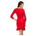 Dámské společenské šaty s volánkem červené - Červená - MOE