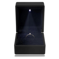 Dárková krabička na prsteny s LED světlem - matná černá, čtvercová