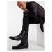 ASOS DESIGN cuban heel western chelsea boots in black leather with buckle detail