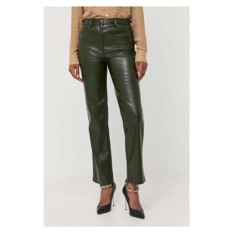 Kalhoty Guess KELLY dámské, zelená barva, jednoduché, high waist, W3RA0M WF8P0
