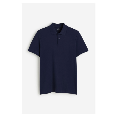 H & M - Tričko z piké s límečkem Regular Fit - modrá H&M