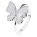 Stříbrný prsten 925, třpytivý motýl vykládaný zirkonky čiré barvy