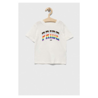 Dětské bavlněné tričko GAP bílá barva, s potiskem