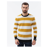 Bílo-hořčicový pánský pruhovaný svetr Ombre Clothing E189