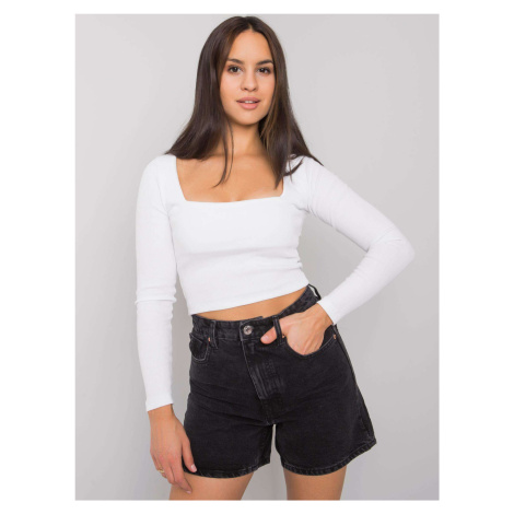 BÍLÝ DÁMSKÝ CROP TOP S DLOUHÝMI RUKÁVY -WHITE Bílá Rue Paris