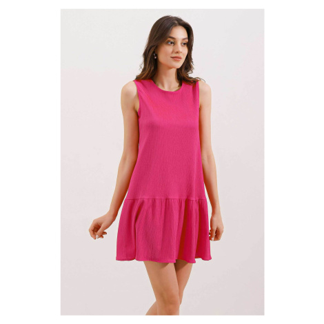 Bigdart 2344 Flared Knitted Summer Dress - Fuchsia