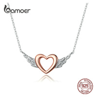 Stříbrný náhrdelník srdce s křidélky BSN162 LOAMOER