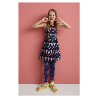 Dětské bavlněné šaty Desigual tmavomodrá barva, mini, áčková