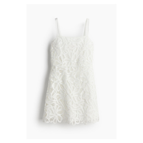 H & M - Šaty na ramínka's efektem háčkování - bílá H&M