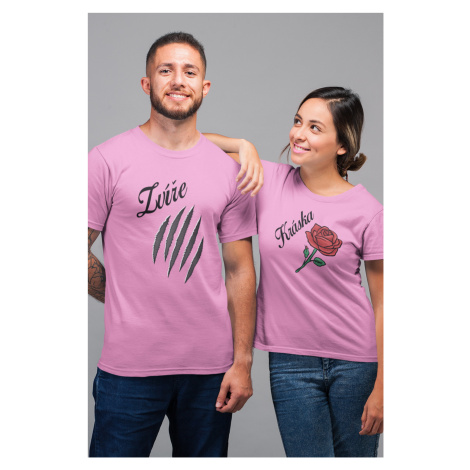 Trička pro páry Kráska a zvíře Barva: Růžová, Dámska
