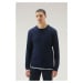 Svetr woolrich logo crewneck melton blue