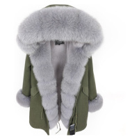 Luxusní dámská parka zimní s liščí srstí