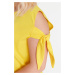 Trendyol Curve Yellow Sleeve Tie Detailed Knitted T-Shirt