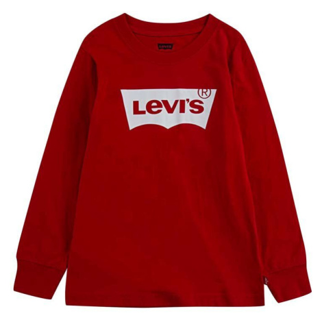 Dětské tričko s dlouhým rukávem Levi's červená barva, s potiskem