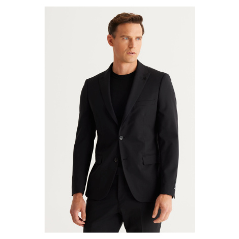 ALTINYILDIZ CLASSICS Men's Black Slim Fit Slim Fit Dovetail Collar Cordura Fabric Patterned Wool AC&Co / Altınyıldız Classics