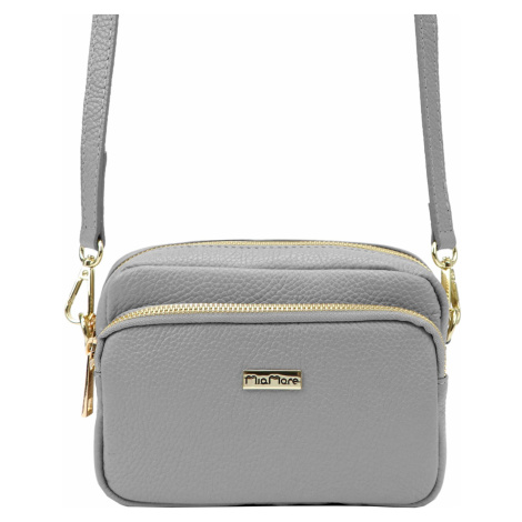 Kožená crossbody kabelka MiaMore 01-062 šedá