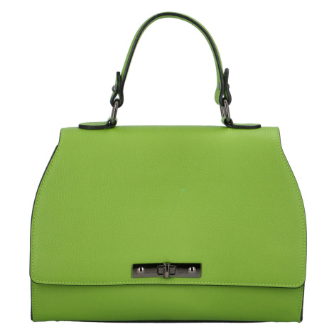 Kožená dámská kufříková kabelka do ruky Byrald, zelená Delami Vera Pelle