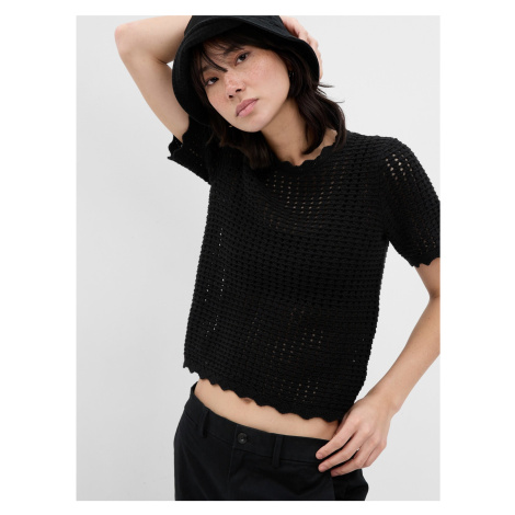 Černý dámský bavlněný svetr s krátkým rukávem GAP