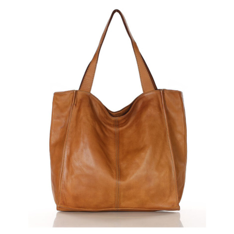 Městská nákupní taška Kabelky od Hraběnky ručně vyrobená z pravé kůže; velbloud