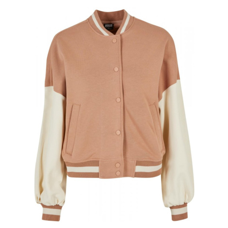 Ladies Oversized 2 Tone College Terry Jacket - amber/whitesand Urban Classics