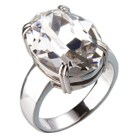 Evolution Group Stříbrný prsten s krystaly bílý 35802.1
