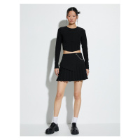Koton Pleated Mini Skirt Chain Detail Normal Waist
