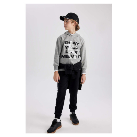 DEFACTO Boy Hooded Printed Thick Sweatshirt