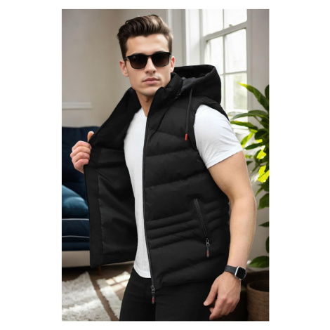 17736 Dewberry Removable Hooded Mens Vest-BLACK