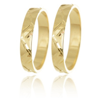 Snubní prsteny ze žlutého zlata ryté SNUB0136 + DÁREK ZDARMA