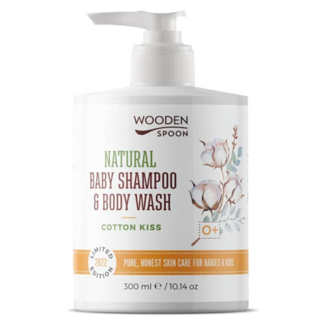 Wooden Spoon Dětský sprchový gel a šampon na vlasy 2v1 Cotton Kiss BIO 300 ml WoodenSpoon