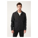 Avva Men's Black Classic Collar 100% Cotton Comfort Fit Comfortable Cut Denim Coat