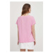 Tričko s příměsí lnu Mos Mosh růžová barva