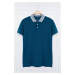 Trendyol Petrol Slim/Narrow Cut 100% Cotton Polo Neck T-shirt