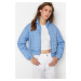 Trendyol Blue Oversized Crop Quilted Down Jacket