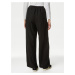 Černé dámské široké kalhoty s příměsí lnu Marks & Spencer