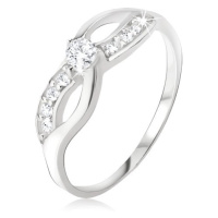 Stříbrný prsten 925 - symbol nekonečna, zirkonová linie, okrouhlý kamínek